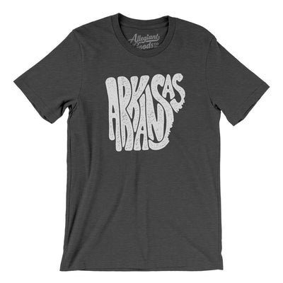 Arkansas State Shape Text Men/Unisex T-Shirt-Dark Grey Heather-Allegiant Goods Co. Vintage Sports Apparel