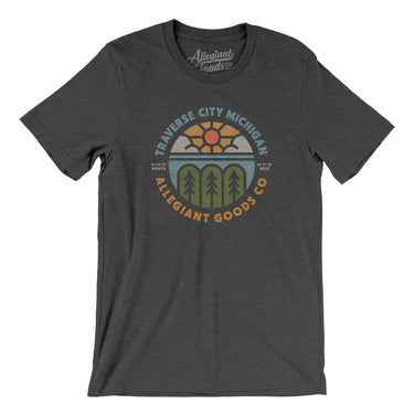 Traverse City Michigan Retro Badge Men/Unisex T-Shirt-Dark Grey Heather-Allegiant Goods Co. Vintage Sports Apparel