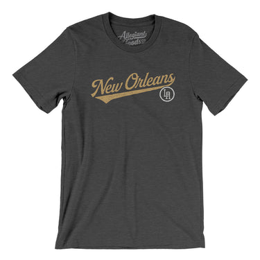 New Orleans Vintage Script Men/Unisex T-Shirt-Dark Grey Heather-Allegiant Goods Co. Vintage Sports Apparel