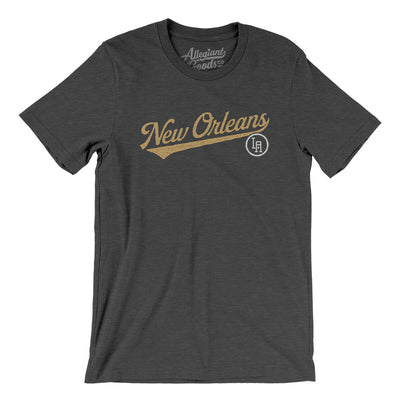 New Orleans Vintage Script Men/Unisex T-Shirt-Dark Grey Heather-Allegiant Goods Co. Vintage Sports Apparel