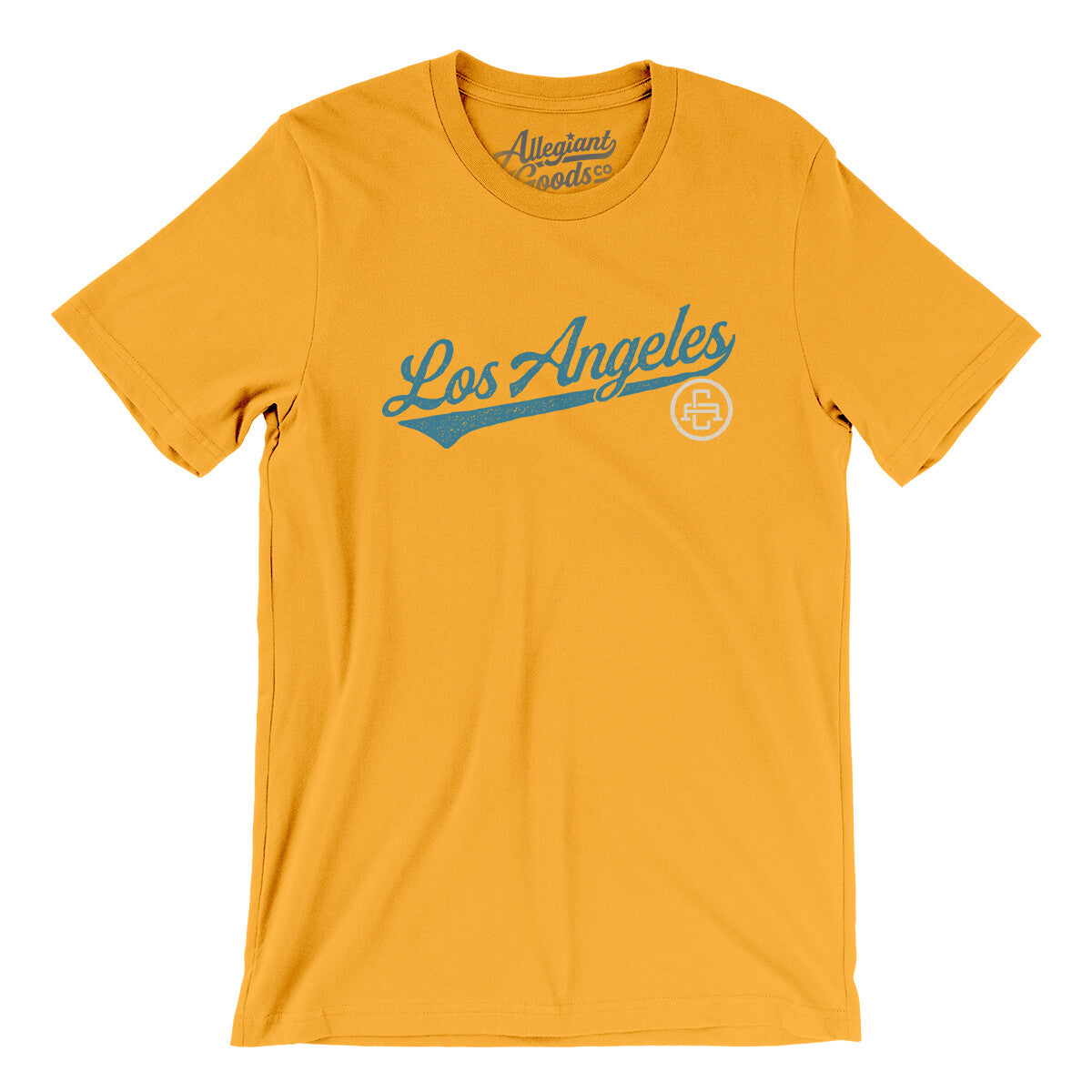 Los Angeles Vintage Script Men/Unisex T-Shirt-Gold-Allegiant Goods Co. Vintage Sports Apparel