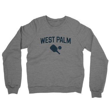 West Palm Pickleball Midweight French Terry Crewneck Sweatshirt-Graphite Heather-Allegiant Goods Co. Vintage Sports Apparel