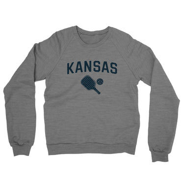 Kansas Pickleball Midweight French Terry Crewneck Sweatshirt-Graphite Heather-Allegiant Goods Co. Vintage Sports Apparel