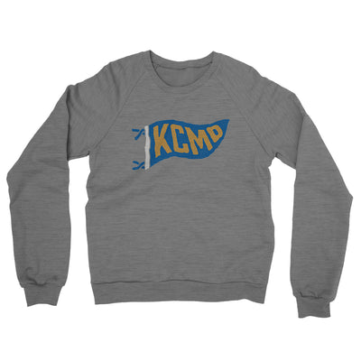 Kcmo Pennant Midweight French Terry Crewneck Sweatshirt-Graphite Heather-Allegiant Goods Co. Vintage Sports Apparel