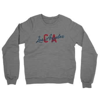 Los Angeles Ca Overprinted Midweight French Terry Crewneck Sweatshirt-Allegiant Goods Co. Vintage Sports Apparel