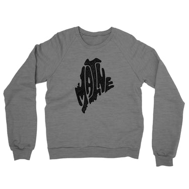 Maine State Shape Text Midweight French Terry Crewneck Sweatshirt-Graphite Heather-Allegiant Goods Co. Vintage Sports Apparel