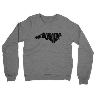 North Carolina State Shape Text Midweight French Terry Crewneck Sweatshirt-Graphite Heather-Allegiant Goods Co. Vintage Sports Apparel