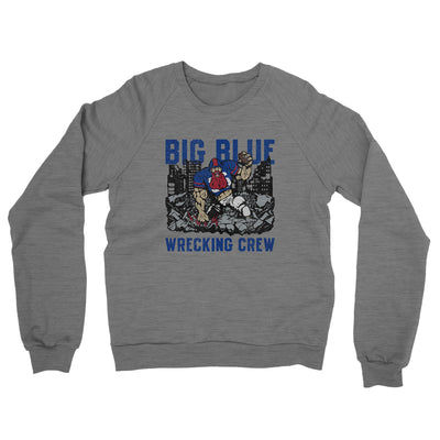 Big Blue Wrecking Crew Midweight French Terry Crewneck Sweatshirt-Graphite Heather-Allegiant Goods Co. Vintage Sports Apparel