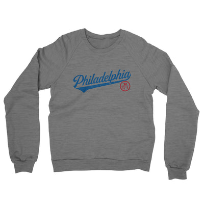 Philadelphia Vintage Script Midweight French Terry Crewneck Sweatshirt-Graphite Heather-Allegiant Goods Co. Vintage Sports Apparel