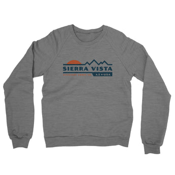 Sierra Vista Mountain Sunset Midweight French Terry Crewneck Sweatshirt-Graphite Heather-Allegiant Goods Co. Vintage Sports Apparel