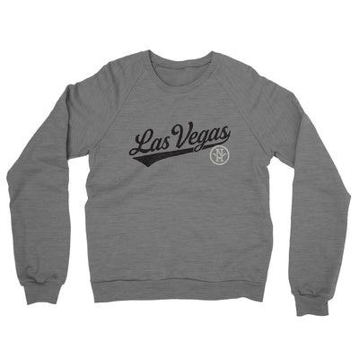 Las Vegas Vintage Script Midweight French Terry Crewneck Sweatshirt-Graphite Heather-Allegiant Goods Co. Vintage Sports Apparel