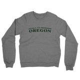 Actually It's Pronounced Oregon Midweight French Terry Crewneck Sweatshirt-Graphite Heather-Allegiant Goods Co. Vintage Sports Apparel