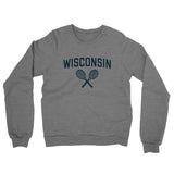 Wisconsin Tennis Midweight French Terry Crewneck Sweatshirt-Graphite Heather-Allegiant Goods Co. Vintage Sports Apparel