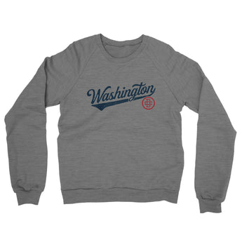 Washington Dc Vintage Script Midweight French Terry Crewneck Sweatshirt-Graphite Heather-Allegiant Goods Co. Vintage Sports Apparel