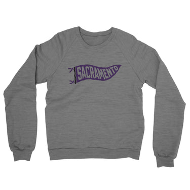 Sacramento Pennant Midweight French Terry Crewneck Sweatshirt-Graphite Heather-Allegiant Goods Co. Vintage Sports Apparel