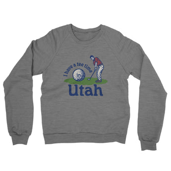 I Have A Tee Time In Utah Midweight French Terry Crewneck Sweatshirt-Graphite Heather-Allegiant Goods Co. Vintage Sports Apparel