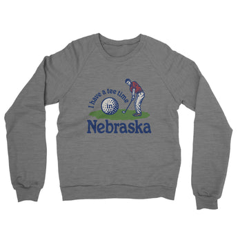 I Have A Tee Time In Nebraska Midweight French Terry Crewneck Sweatshirt-Graphite Heather-Allegiant Goods Co. Vintage Sports Apparel