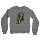 Indiana Golf Course Map Midweight French Terry Crewneck Sweatshirt-Graphite Heather-Allegiant Goods Co. Vintage Sports Apparel