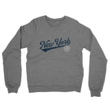 New York Vintage Script Midweight French Terry Crewneck Sweatshirt-Graphite Heather-Allegiant Goods Co. Vintage Sports Apparel