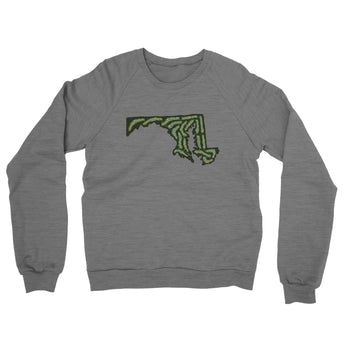 Maryland Golf Course Midweight French Terry Crewneck Sweatshirt-Graphite Heather-Allegiant Goods Co. Vintage Sports Apparel