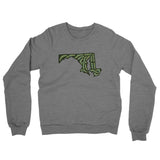 Maryland Golf Course Midweight French Terry Crewneck Sweatshirt-Graphite Heather-Allegiant Goods Co. Vintage Sports Apparel