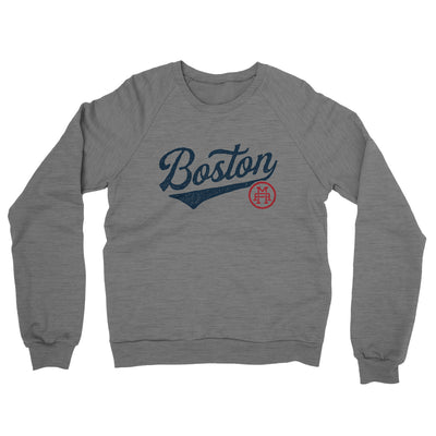Boston Vintage Script Midweight French Terry Crewneck Sweatshirt-Graphite Heather-Allegiant Goods Co. Vintage Sports Apparel