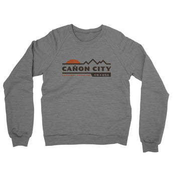 Cañon City Mountain Sunset Midweight French Terry Crewneck Sweatshirt-Graphite Heather-Allegiant Goods Co. Vintage Sports Apparel