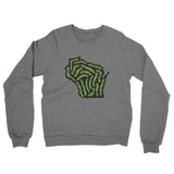 Wisconsin Golf Course Map Midweight French Terry Crewneck Sweatshirt-Graphite Heather-Allegiant Goods Co. Vintage Sports Apparel