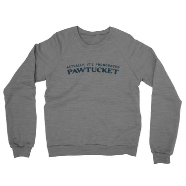 Actually It's Pronounced Pawtucket Midweight French Terry Crewneck Sweatshirt-Graphite Heather-Allegiant Goods Co. Vintage Sports Apparel
