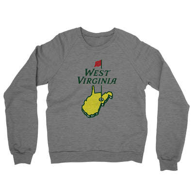 West Virginia Golf Midweight French Terry Crewneck Sweatshirt-Graphite Heather-Allegiant Goods Co. Vintage Sports Apparel