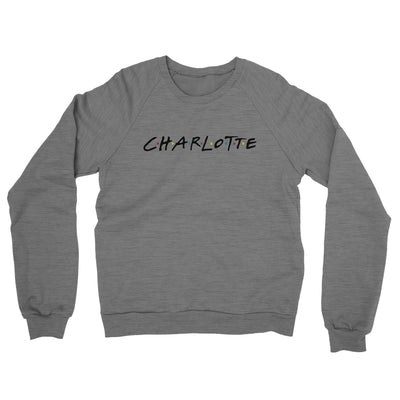 Charlotte Friends Midweight French Terry Crewneck Sweatshirt-Graphite Heather-Allegiant Goods Co. Vintage Sports Apparel