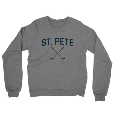 St. Pete Golf Midweight French Terry Crewneck Sweatshirt-Graphite Heather-Allegiant Goods Co. Vintage Sports Apparel