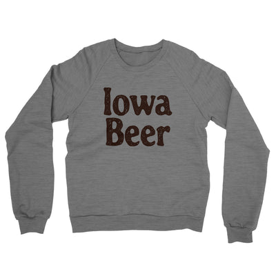 Iowa Beer Midweight French Terry Crewneck Sweatshirt-Graphite Heather-Allegiant Goods Co. Vintage Sports Apparel