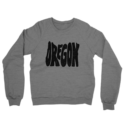 Oregon State Shape Text Midweight French Terry Crewneck Sweatshirt-Graphite Heather-Allegiant Goods Co. Vintage Sports Apparel
