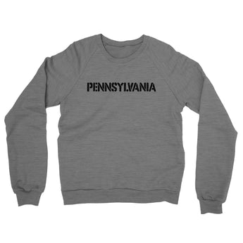 Pennsylvania Military Stencil Midweight French Terry Crewneck Sweatshirt-Graphite Heather-Allegiant Goods Co. Vintage Sports Apparel