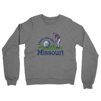 I Have A Tee Time In Missouri Midweight French Terry Crewneck Sweatshirt-Graphite Heather-Allegiant Goods Co. Vintage Sports Apparel