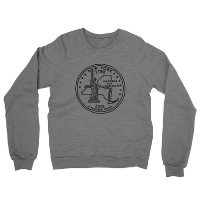 New York State Quarter Midweight French Terry Crewneck Sweatshirt-Graphite Heather-Allegiant Goods Co. Vintage Sports Apparel