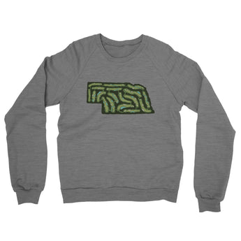 Nebraska Golf Course Midweight French Terry Crewneck Sweatshirt-Graphite Heather-Allegiant Goods Co. Vintage Sports Apparel