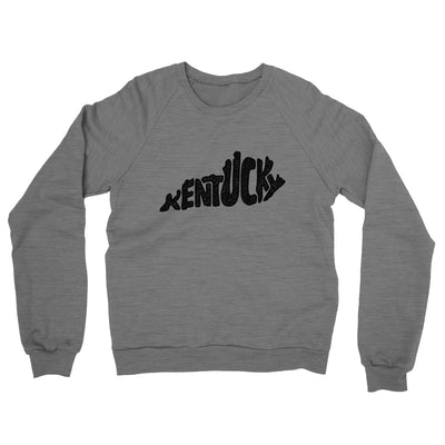Kentucky State Shape Text Midweight French Terry Crewneck Sweatshirt-Graphite Heather-Allegiant Goods Co. Vintage Sports Apparel