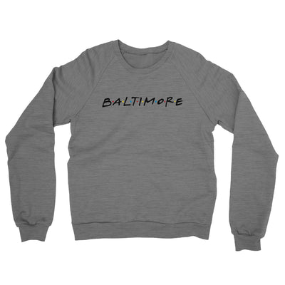 Baltimore Friends Midweight French Terry Crewneck Sweatshirt-Graphite Heather-Allegiant Goods Co. Vintage Sports Apparel