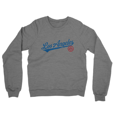 Los Angeles Vintage Script Midweight French Terry Crewneck Sweatshirt-Graphite Heather-Allegiant Goods Co. Vintage Sports Apparel