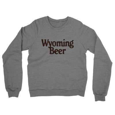 Wyoming Beer Midweight French Terry Crewneck Sweatshirt-Graphite Heather-Allegiant Goods Co. Vintage Sports Apparel