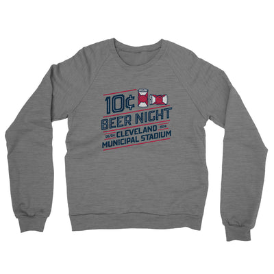 10 Cent Beer Night Midweight French Terry Crewneck Sweatshirt-Graphite Heather-Allegiant Goods Co. Vintage Sports Apparel