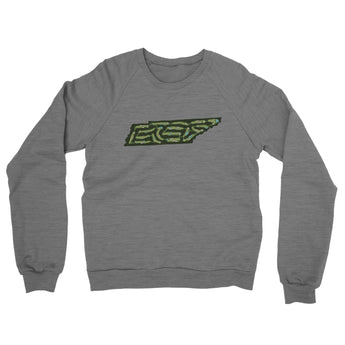 Tennessee Golf Course Map Midweight French Terry Crewneck Sweatshirt-Graphite Heather-Allegiant Goods Co. Vintage Sports Apparel