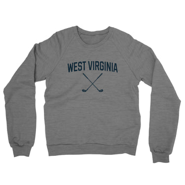 West Virginia Golf Midweight French Terry Crewneck Sweatshirt-Graphite Heather-Allegiant Goods Co. Vintage Sports Apparel