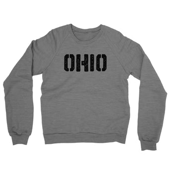 Ohio Military Stencil Midweight French Terry Crewneck Sweatshirt-Graphite Heather-Allegiant Goods Co. Vintage Sports Apparel