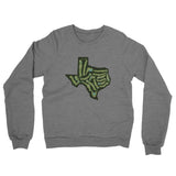 Texas Golf Course Map Midweight French Terry Crewneck Sweatshirt-Graphite Heather-Allegiant Goods Co. Vintage Sports Apparel
