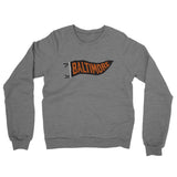 Baltimore Pennant Midweight French Terry Crewneck Sweatshirt-Graphite Heather-Allegiant Goods Co. Vintage Sports Apparel