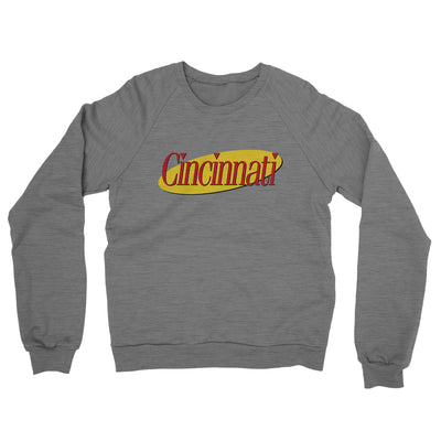 Cincinnati Seinfeld Midweight French Terry Crewneck Sweatshirt-Graphite Heather-Allegiant Goods Co. Vintage Sports Apparel