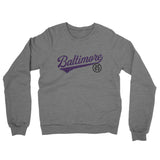 Baltimore Vintage Script Midweight French Terry Crewneck Sweatshirt-Graphite Heather-Allegiant Goods Co. Vintage Sports Apparel